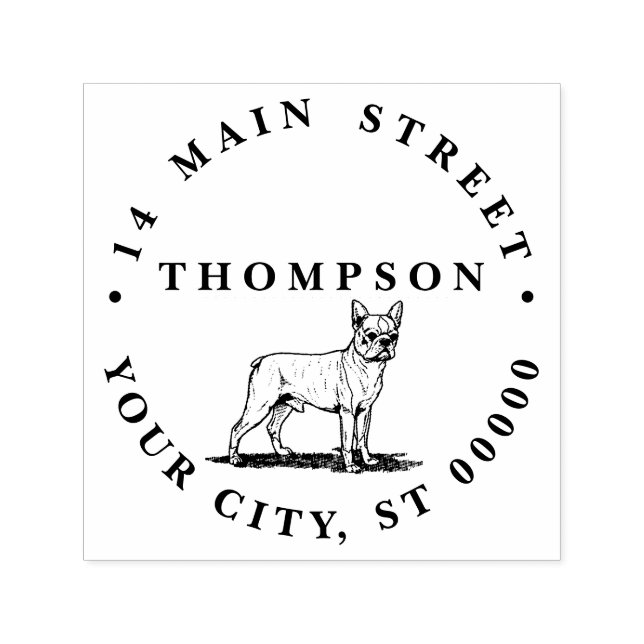 Vintage Stylized French Bulldog Self-inking Stamp (Design)