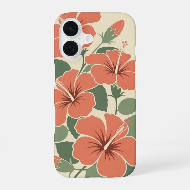 Vintage Stylized Hibiscus iPhone Case (Back)