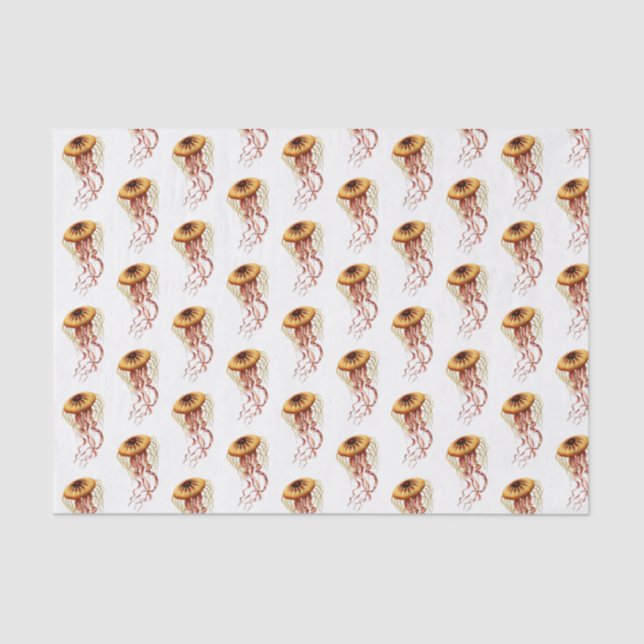 Vintage Stylized Jellyfish Drawing #1 Tissue Paper (Front)