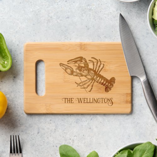 Vintage Stylized Lobster Family Name Cutting Board