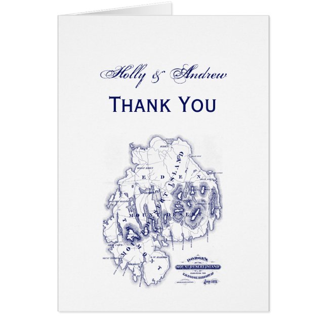 Vintage Stylized Mount Desert Island MN Map Blue (Front)