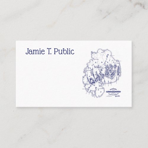 Vintage Stylized Mount Desert Island MN Map Blue Business Card