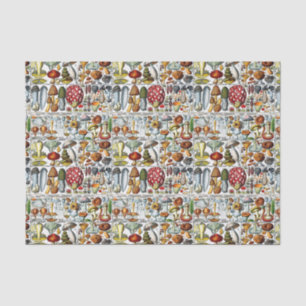 Vintage Stylized Mushrooms Fungi DIY Color BG Tissue Paper