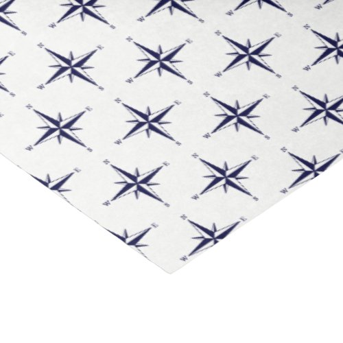 Vintage Stylized Navy Blue Compass Rose Drawing Tissue Paper