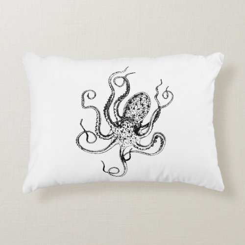Vintage Stylized Octopus Drawing 1 Decorative Pillow
