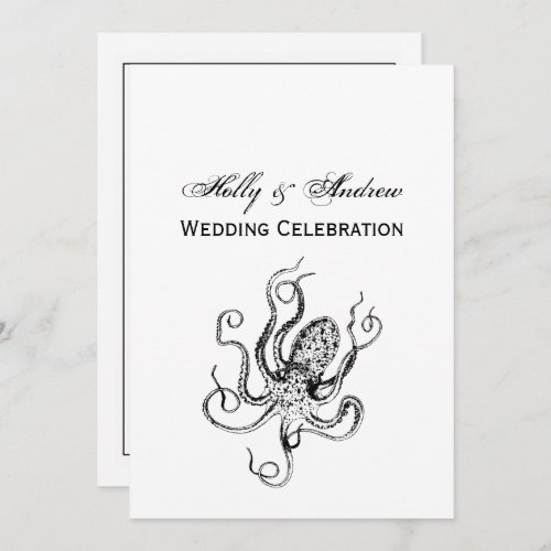 Vintage Stylized Octopus Drawing 1 Invitation