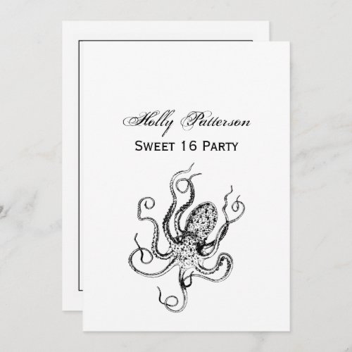 Vintage Stylized Octopus Drawing 1 Invitation