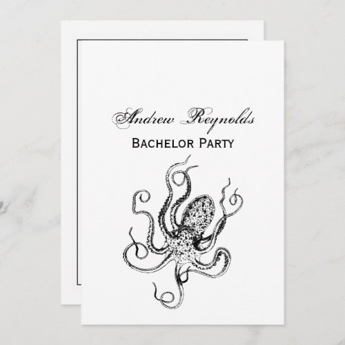 Vintage Stylized Octopus Drawing 1 Invitation