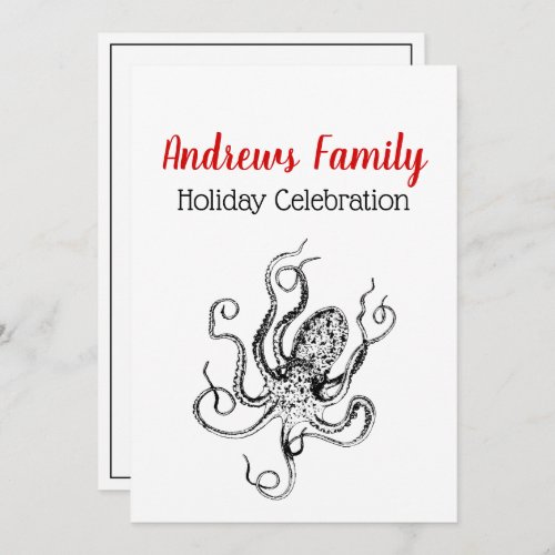 Vintage Stylized Octopus Drawing 1 Invitation