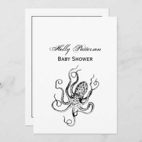 Vintage Stylized Octopus Drawing 1 Invitation