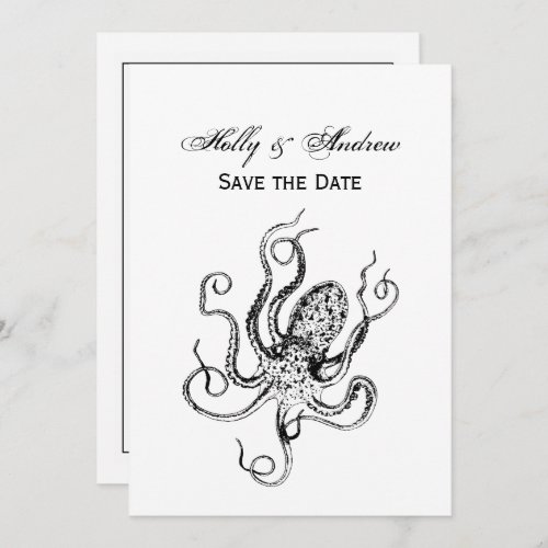 Vintage Stylized Octopus Drawing 1 Invitation