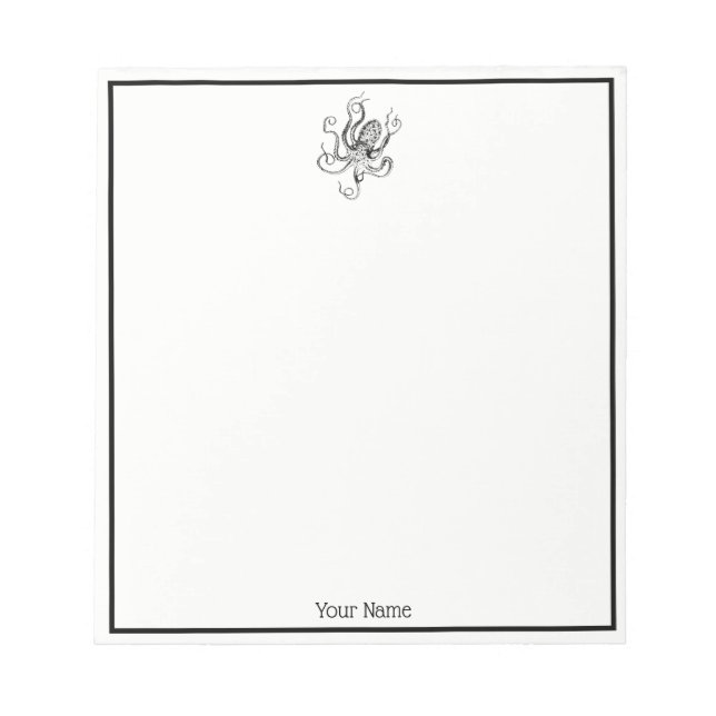 Vintage Stylized Octopus Drawing #1 Notepad (Front)