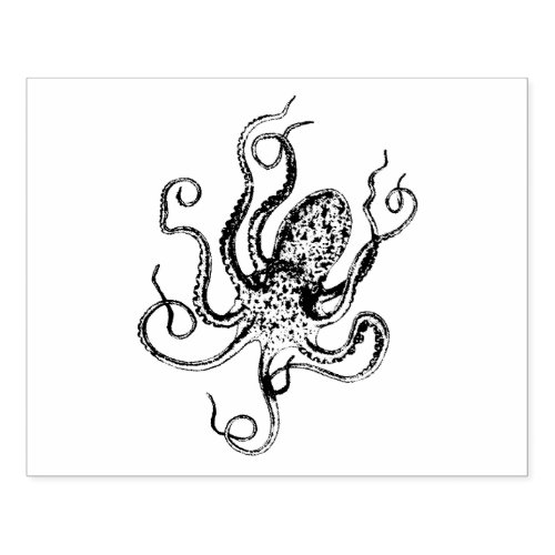 Vintage Stylized Octopus Drawing 1 Rubber Stamp