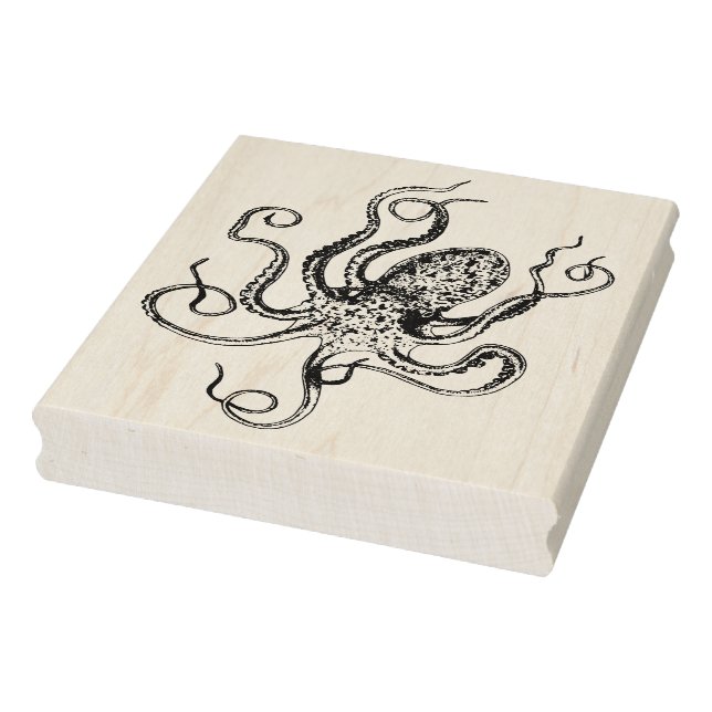 Vintage Stylized Octopus Drawing #1 Rubber Stamp (Stamp)