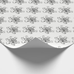 Vintage Stylized Octopus Drawing #1 Wrapping Paper