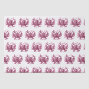Vintage Stylized Octopus Drawing #3 Pink Tissue Paper