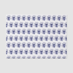 Vintage Stylized Octopus Drawing Spread Arms Blue Tissue Paper