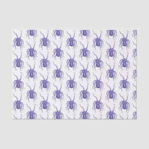 Vintage Stylized Octopus Spread Arms #2 Blue Tissue Paper