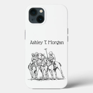 Vintage Stylized Polo Match Drawing #1 Black iPhone 13 Case