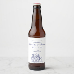 Vintage Stylized Polo Match Drawing #1 Blue Beer Bottle Label