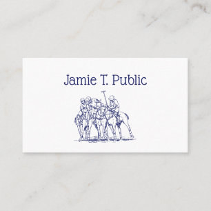 Vintage Stylized Polo Match Drawing #1 Blue Business Card