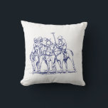 Vintage Stylized Polo Match Drawing #1 Blue Throw Pillow<br><div class="desc">Vintage Polo Match Drawing ========= Customizable invitations and accessories with a vintage stylized image of polo players in a polo match. You can easily make changes to these products by adding text fields, removing existing text fields, changing design images or adding additional images of your choice. You can also change...</div>