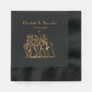 Vintage Stylized Polo Match Drawing #1 Foil Napkins