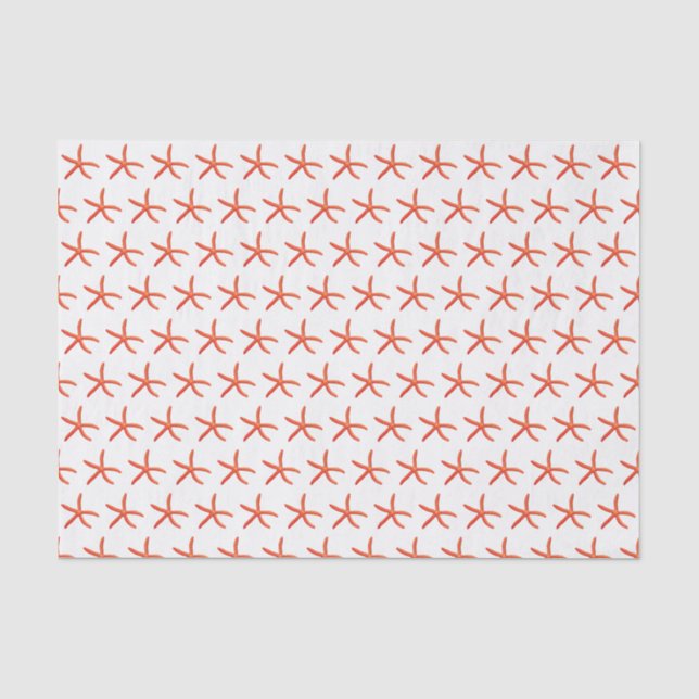 Vintage Stylized Red Starfish Drawing #2 Tissue Paper (Front)