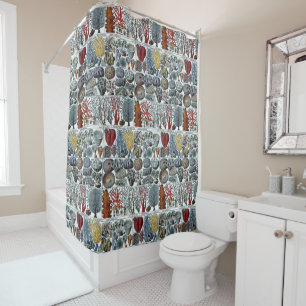 Vintage Stylized Sea Corals Shower Curtain