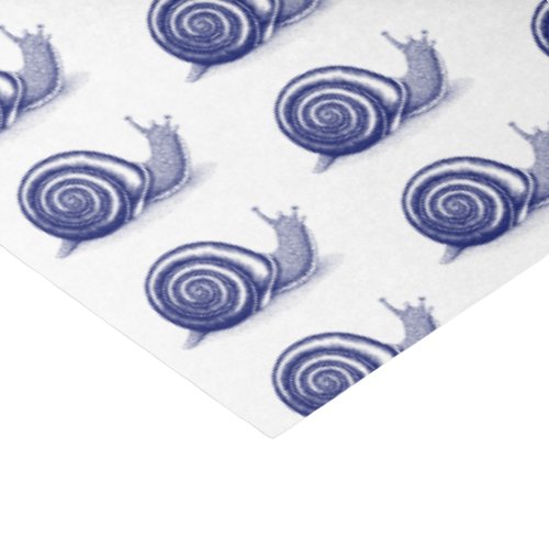 Vintage Stylized Snail Drawing 2 Blue Tissue Paper