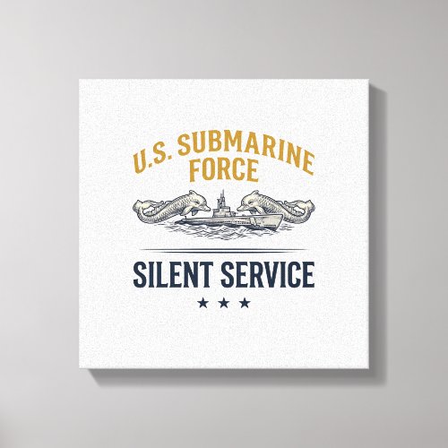 Vintage Submarine Force Silent Service Vector Desi Canvas Print