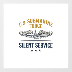 Vintage Submarine Force Silent Service Vector Desi Floor Decals