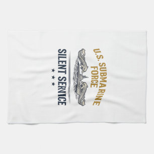Vintage Submarine Force Silent Service Vector Desi Kitchen Towel
