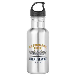 Vintage Submarine Force Silent Service Vector Desi Stainless Steel Water Bottle