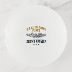 Vintage Submarine Force Silent Service Vector Desi Trinket Tray