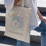 Vintage Succulent Floral Bridesmaid Tote Bag<br><div class="desc">Elegant wedding bridesmaid tote bags featuring a watercolor display of pastel flowers & succulents,  and a name template that is easy to personalize.</div>