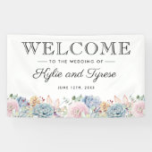 Vintage Succulent Floral Watercolor Wedding Banner (Horizontal)