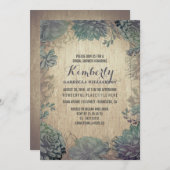 Vintage Succulents Rustic Bridal Shower Invitation (Front/Back)