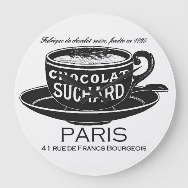 Vintage Suchard Chocolat Ad Large Clock (Front)