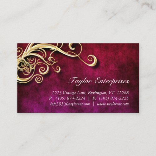 Vintage Suede Gold Swirl Business Card