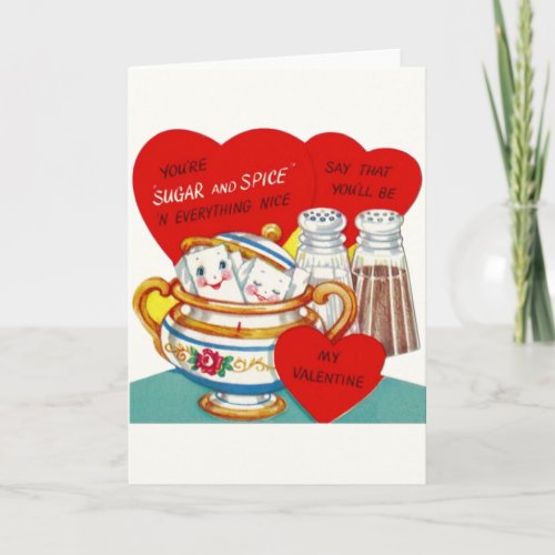 Vintage Sugar and Spice Anthropomorphic Valentine Holiday Card