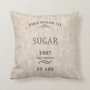 Vintage Sugar Sack Throw Pillow