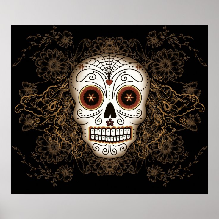 Vintage Sugar Skull Poster 