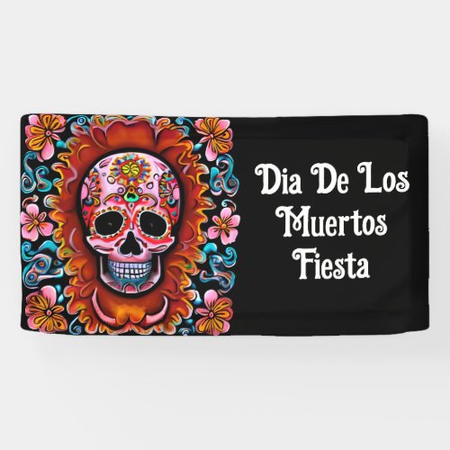 Vintage Sugar Skull Retro Day of the Dead Banner