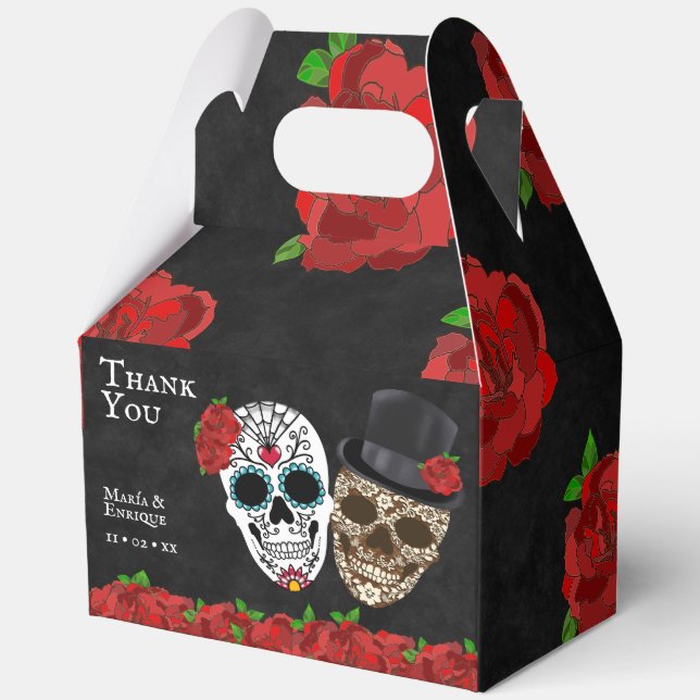 Vintage Sugar Skull Wedding Favor Boxes (Front)