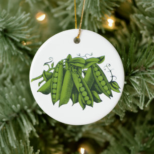 Vintage Sugar Snap Peas, Foods, Healthy Vegetables Ceramic Ornament