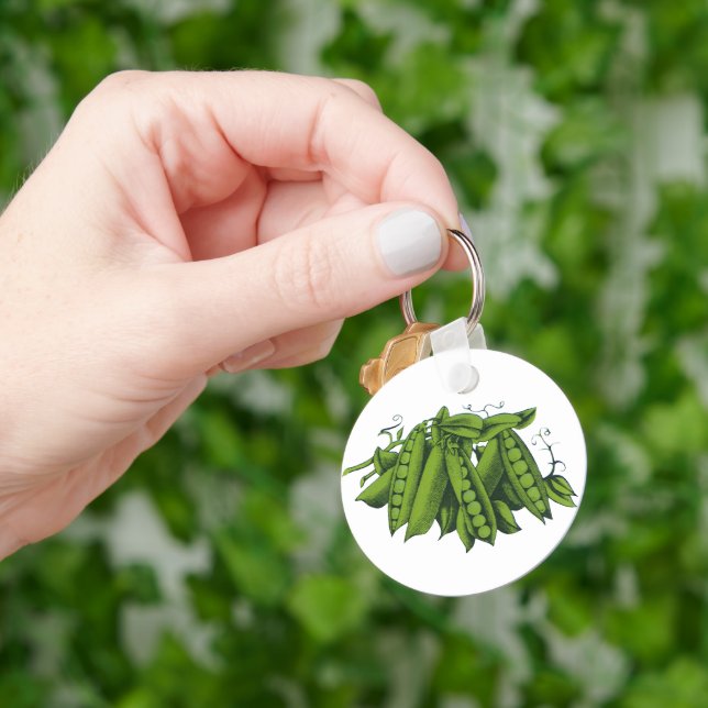 Vintage Sugar Snap Peas, Foods, Healthy Vegetables Keychain (Hand)
