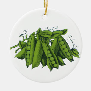 Vintage Sugar Snap Peas, Healthy Food Vegetables Ceramic Ornament