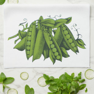 Vintage Sugar Snap Peas, Healthy Food Vegetables Kitchen Towel