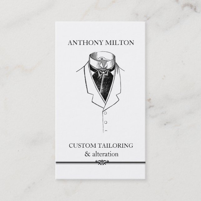 Vintage Suit/Simple Elegant Tailor Business Card (Front)
